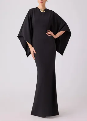 TERI JON Stretch Crepe Kimono Day to Evening Gown - Black