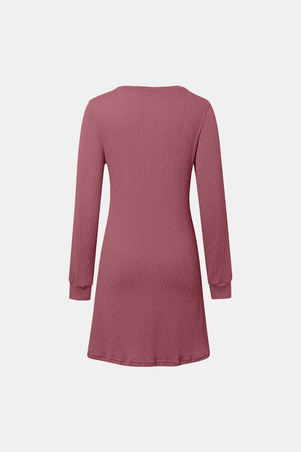 Textured V-Neck Long Sleeve Mini Dress | Winter Fashion | Winter Dresses