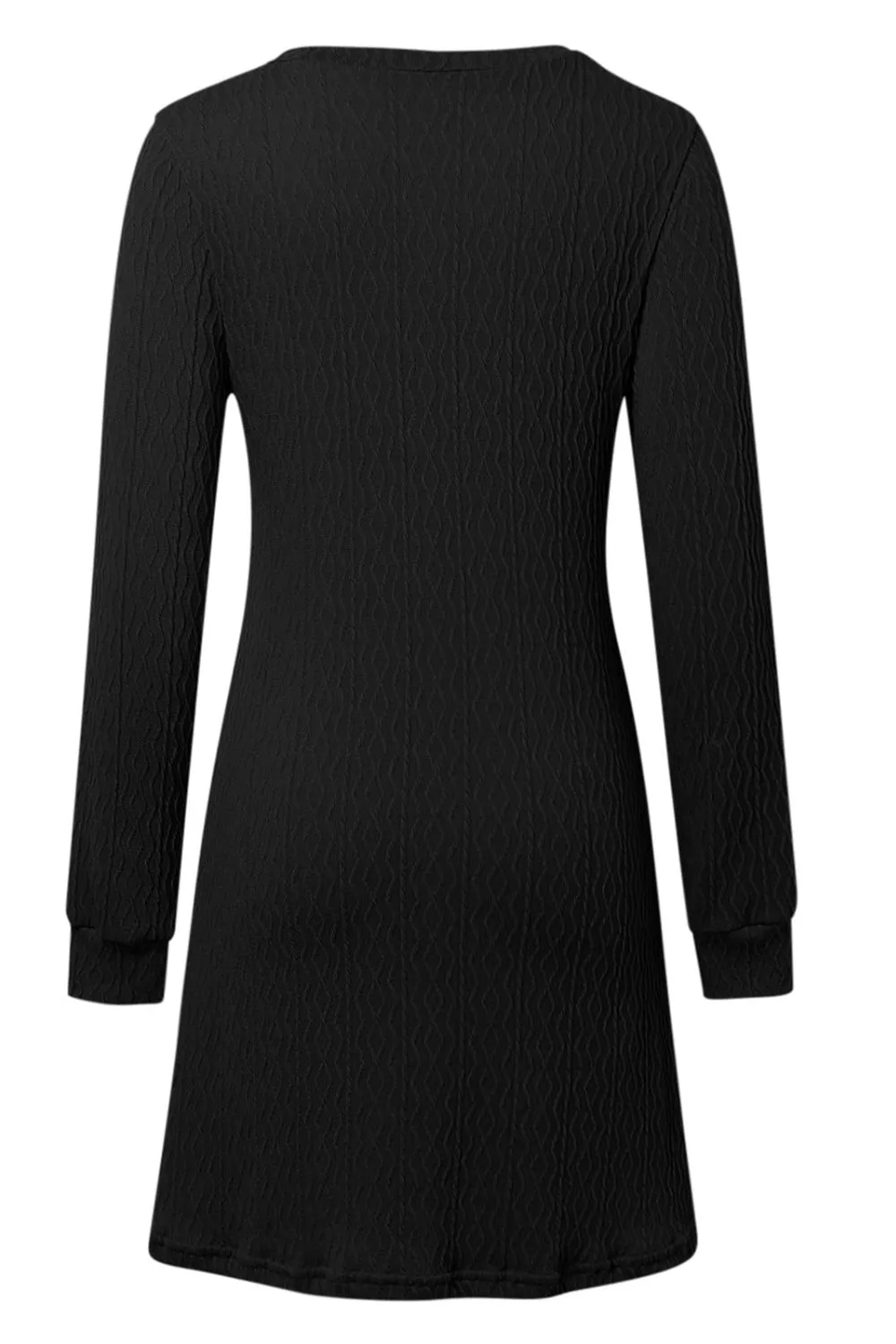 Textured V-Neck Long Sleeve Mini Dress | Winter Fashion | Winter Dresses