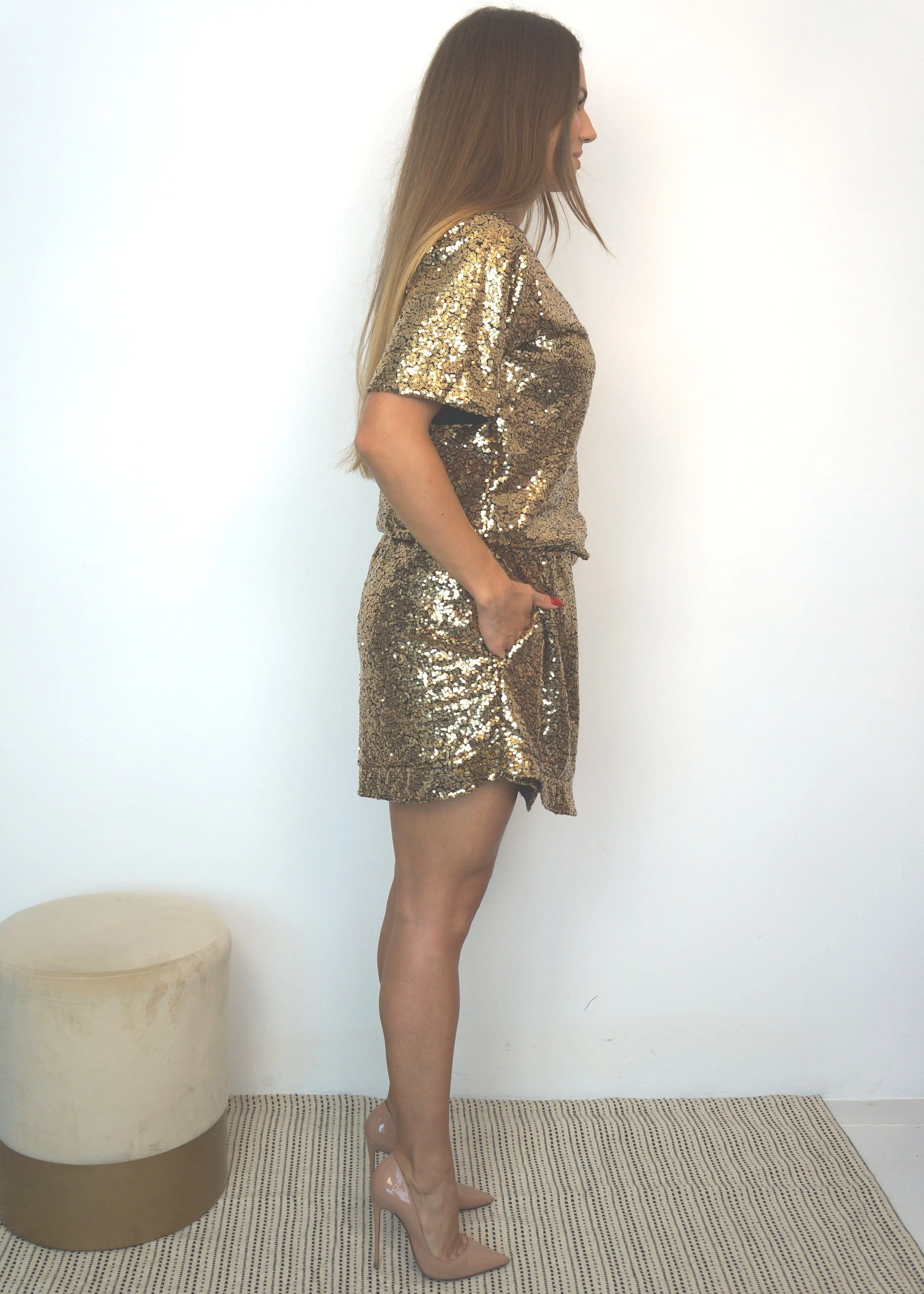 The Sparkle Wrap Playsuit - Gold Sparkle