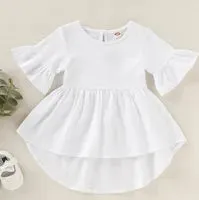 Toddler Girls Clothes Flare Sleeve Baby Girls Dresses Ruffles Children Princess Dress Solid Color Kids Dresses Summer Baby Clothing DW5698