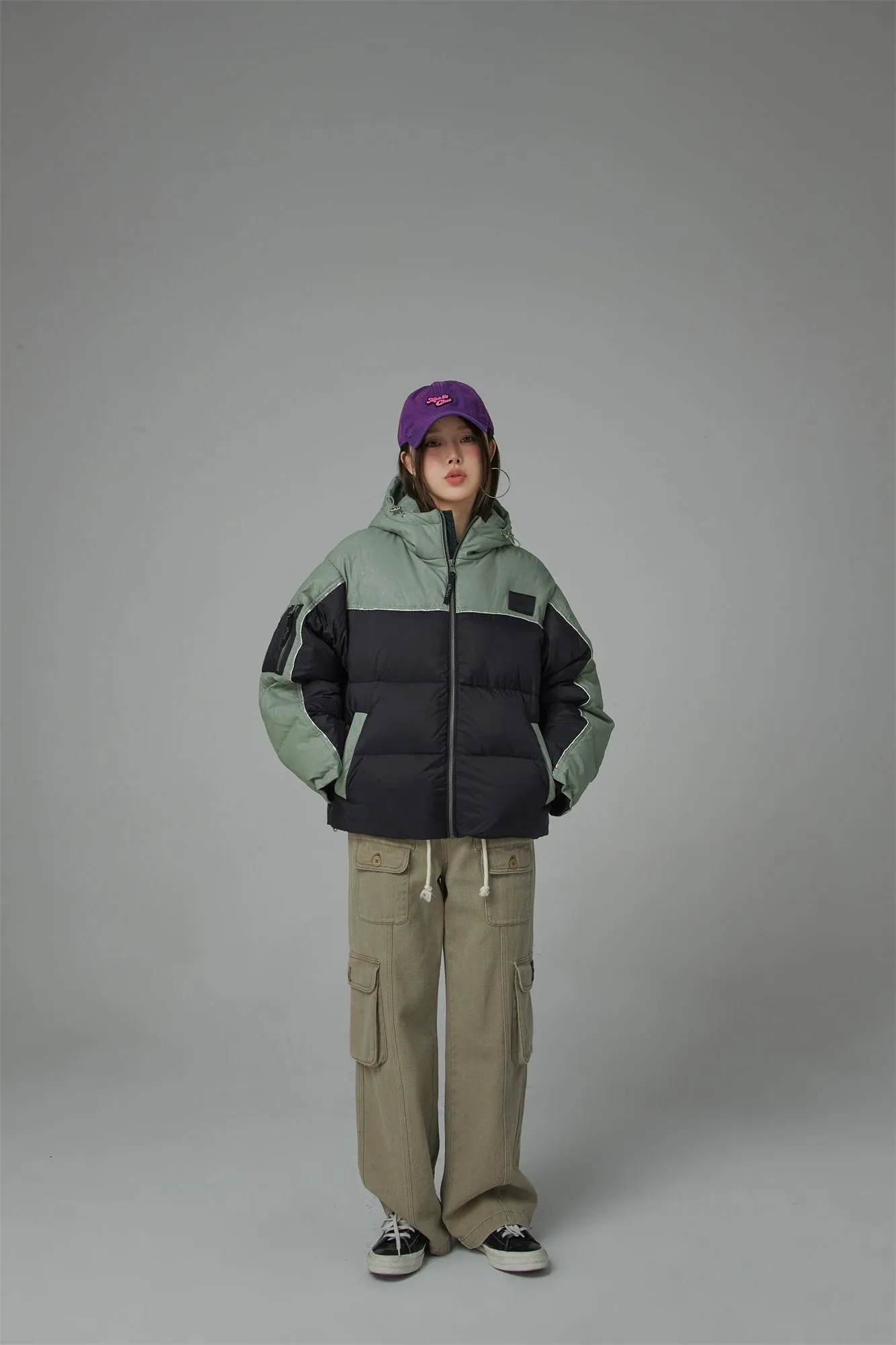 Two Tone Duck Down Puffer Coat