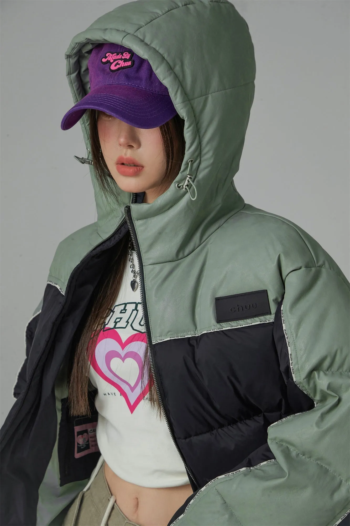 Two Tone Duck Down Puffer Coat