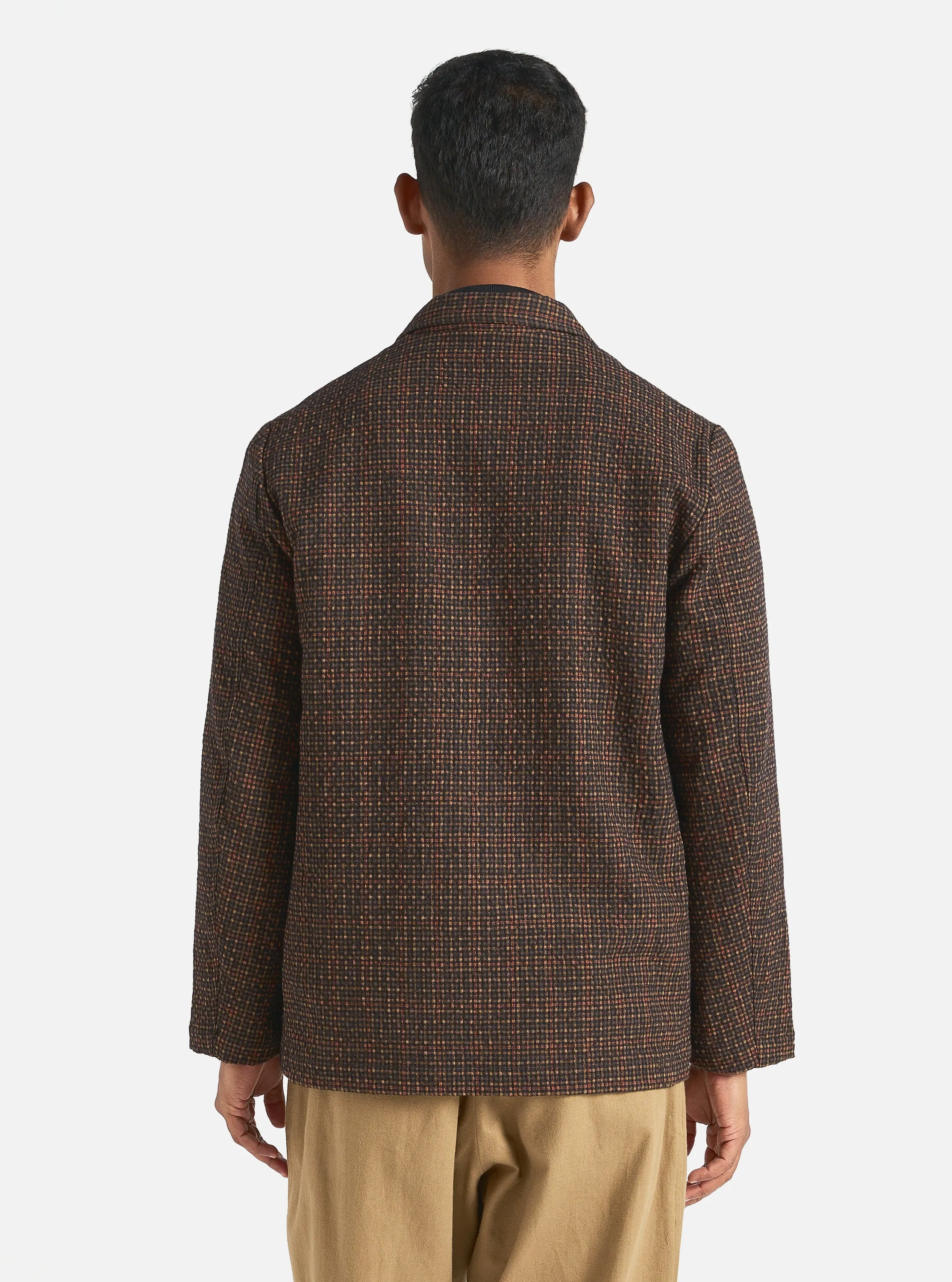 Universal Works Three Button Jacket in Black/Olive Albuquerque Check