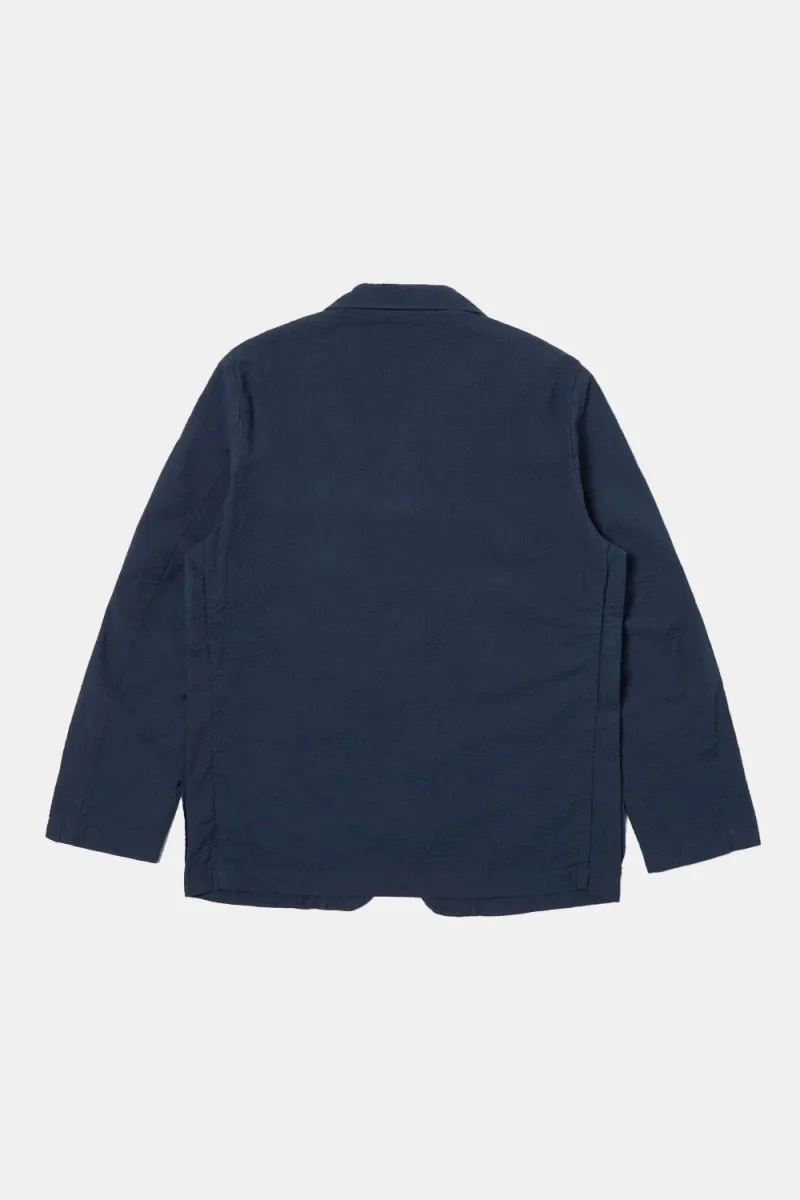 Universal Works Three Button Jacket (Seersucker Navy)