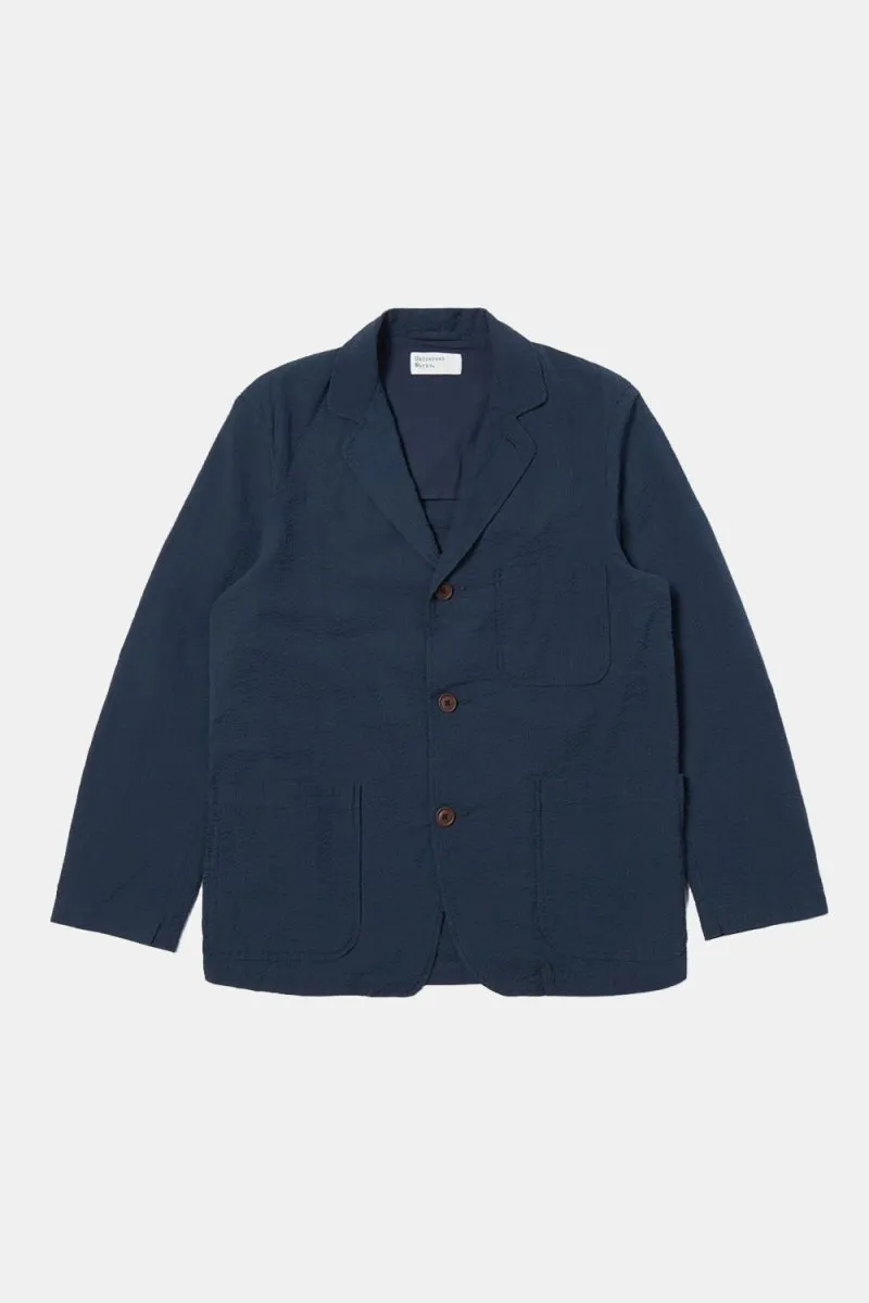 Universal Works Three Button Jacket (Seersucker Navy)