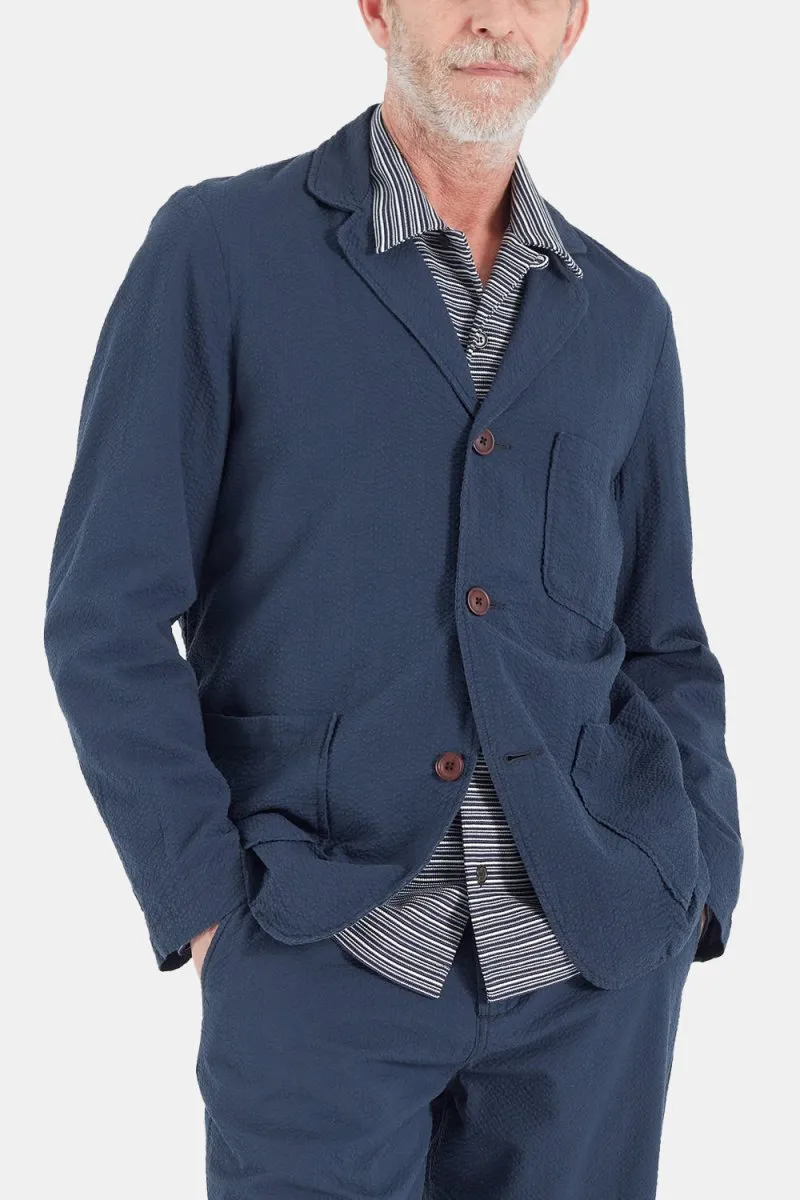 Universal Works Three Button Jacket (Seersucker Navy)