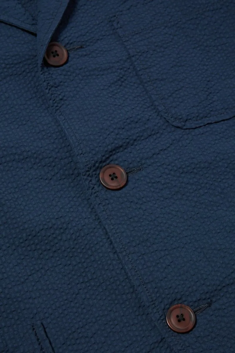 Universal Works Three Button Jacket (Seersucker Navy)