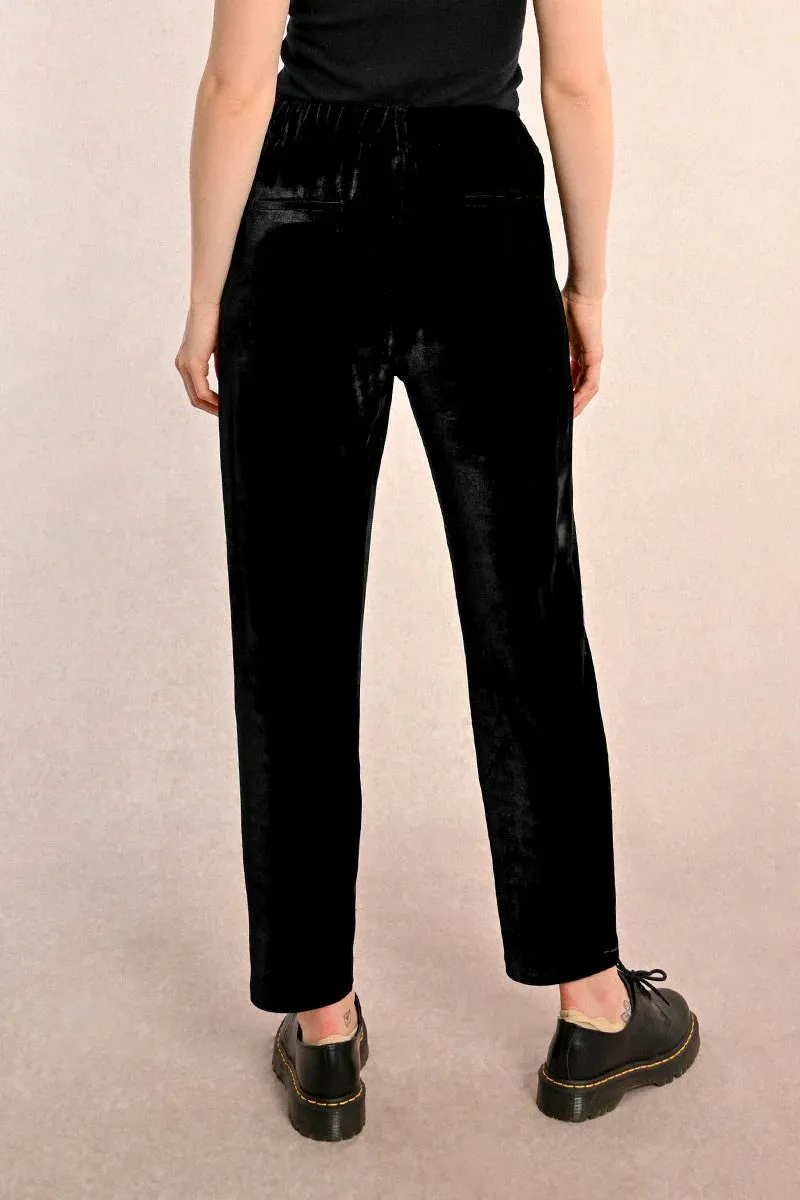 Velvet Cigarette Pants - Black