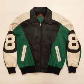 Vintage Red, white and Green Leather "8 Ball" Jacket By Michael Hoban