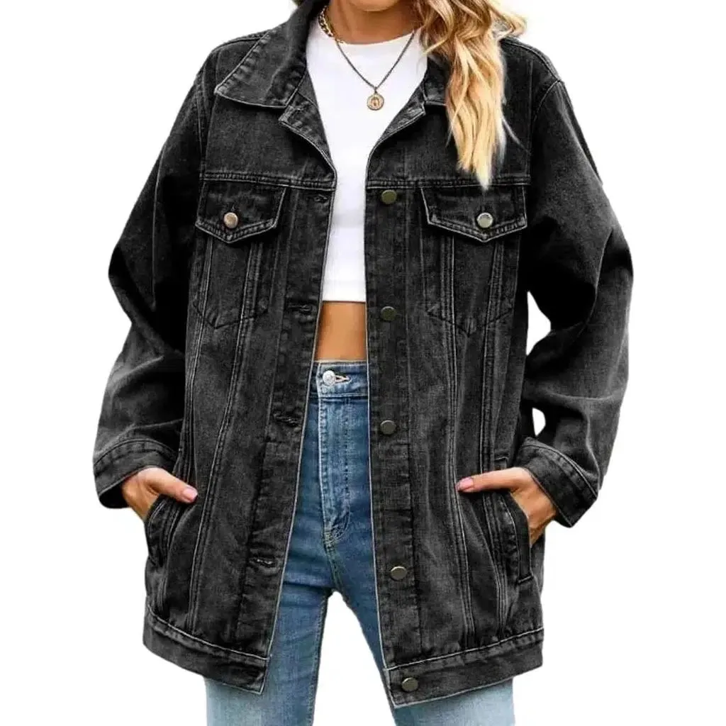 Vintage stonewashed denim jacket for women