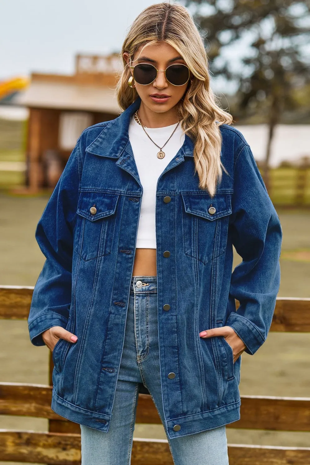 Vintage stonewashed denim jacket for women