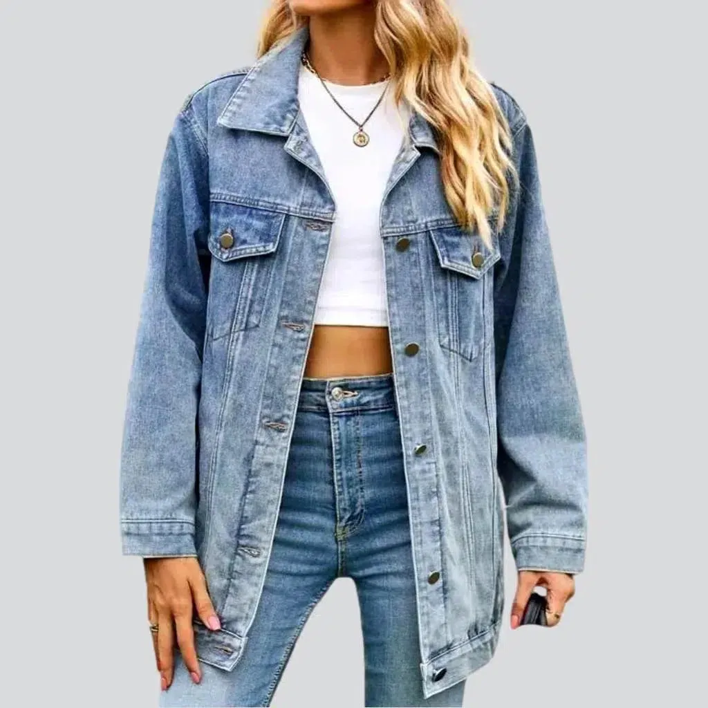 Vintage stonewashed denim jacket for women