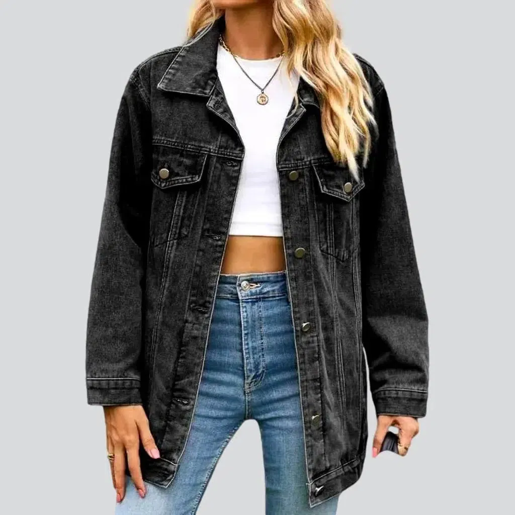 Vintage stonewashed denim jacket for women