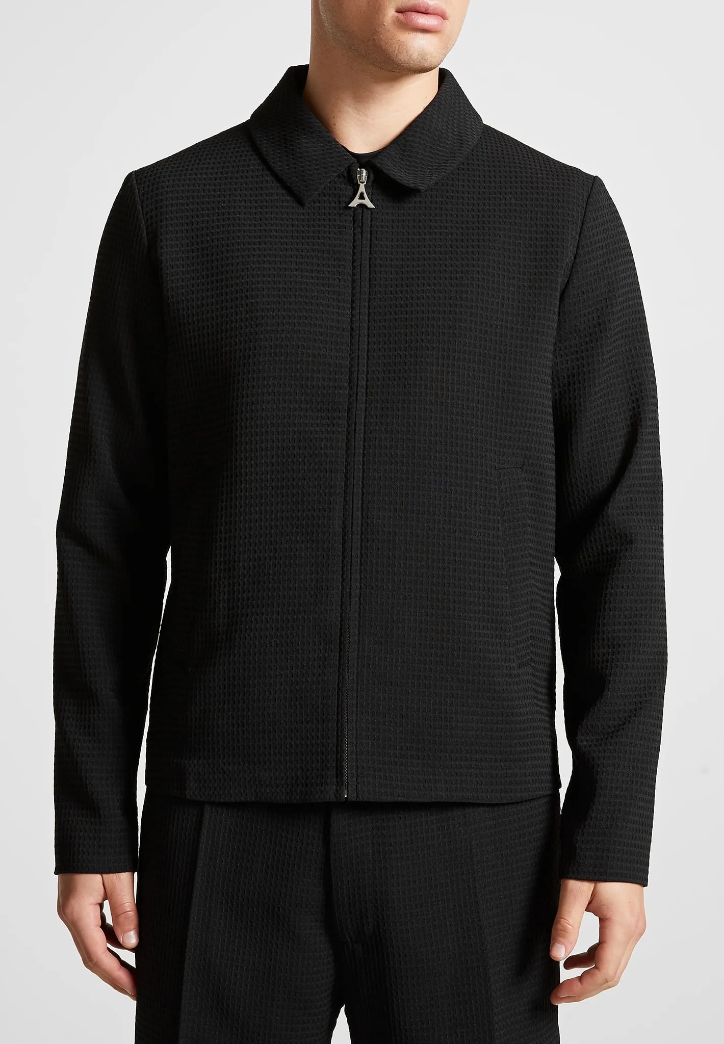 Waffle Seersucker Jacket - Black