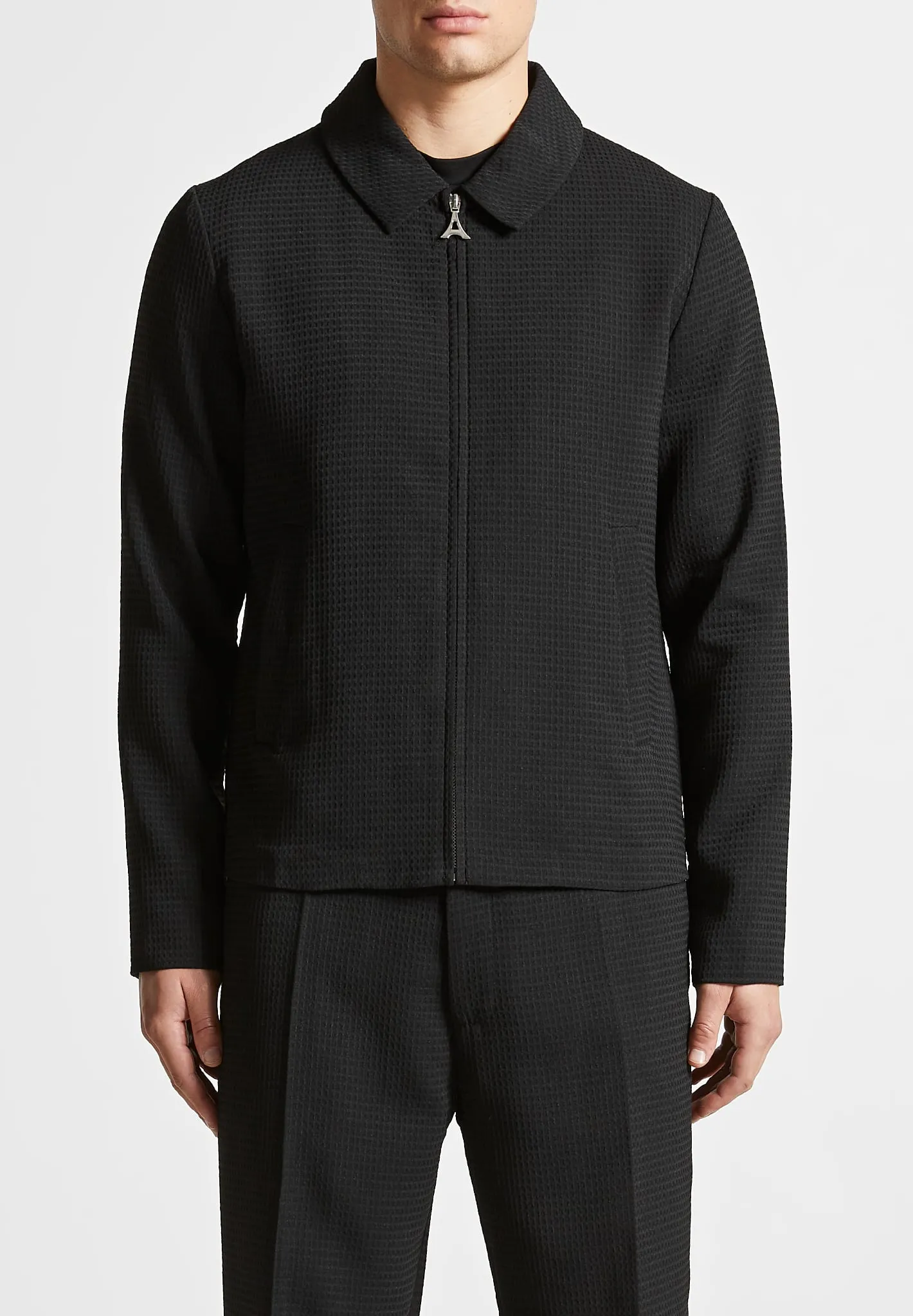 Waffle Seersucker Jacket - Black