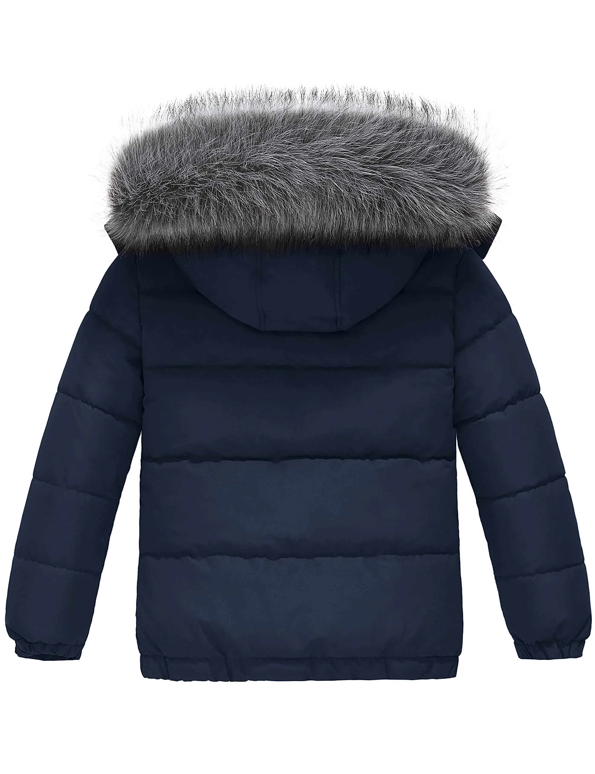 wantdo Boy's Thicken Winter Coat Windproof Puffer Jacket Waterproof Outerwear Coat Navy 10/12