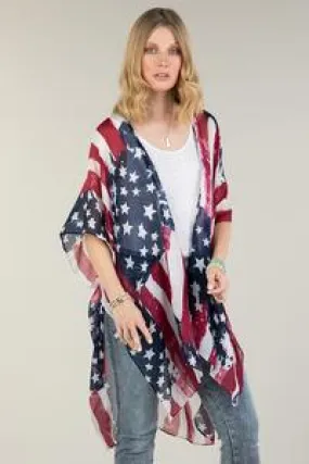 Watercolor American flag kimono