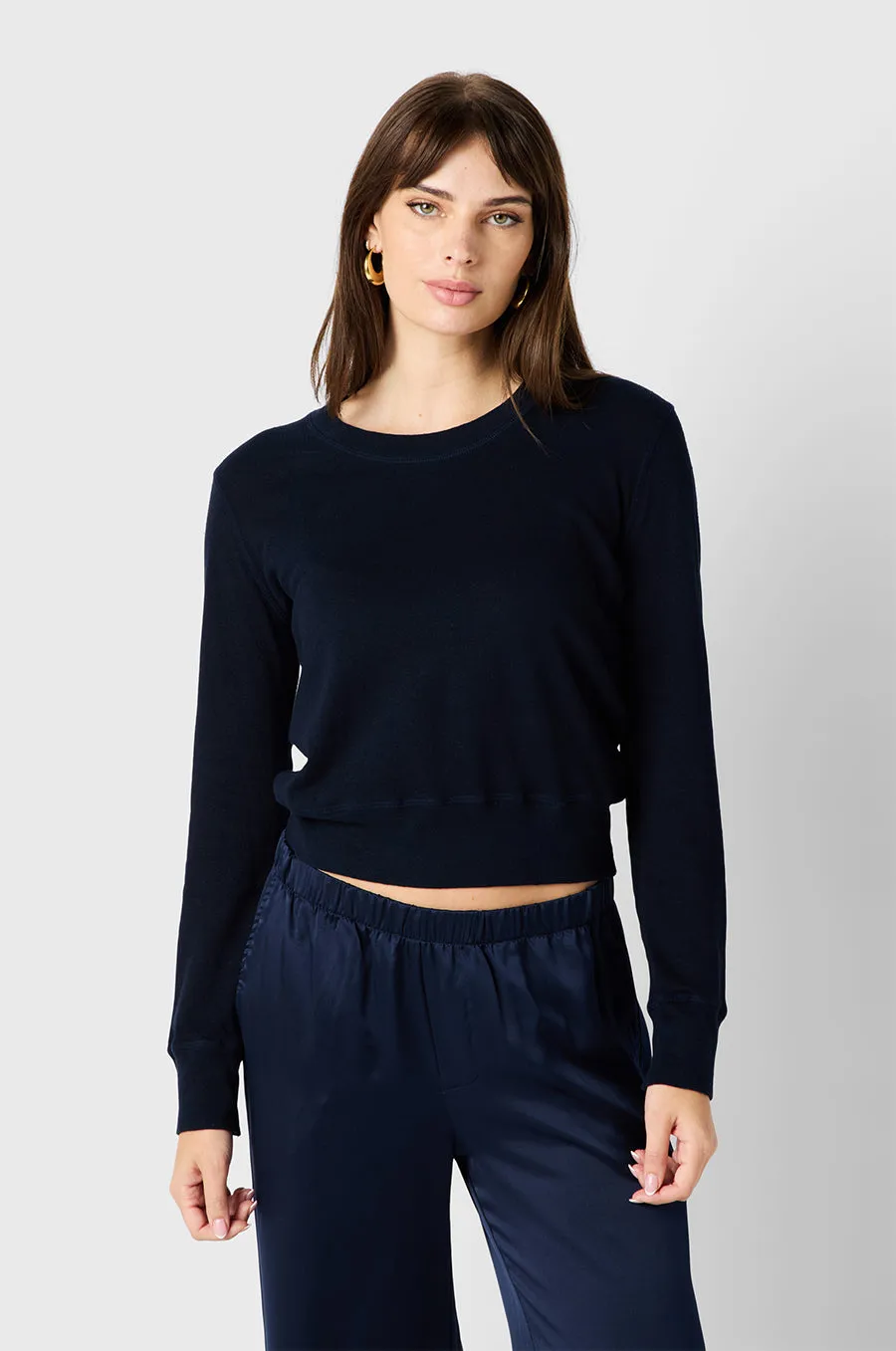 WIDE LEG PANT IN NAVY SILK