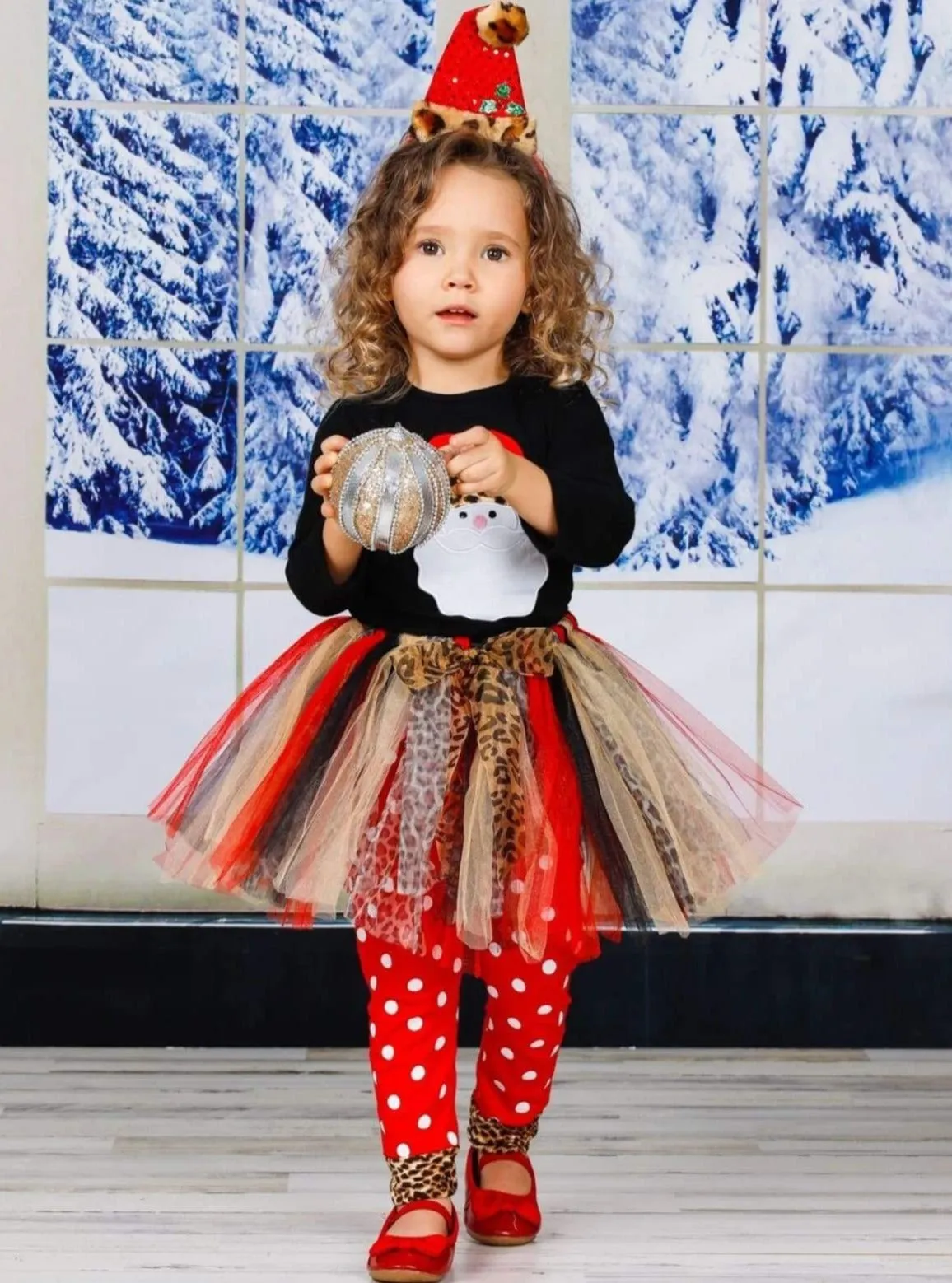 Wild For Santa Top, Tutu Skirt and Legging Set