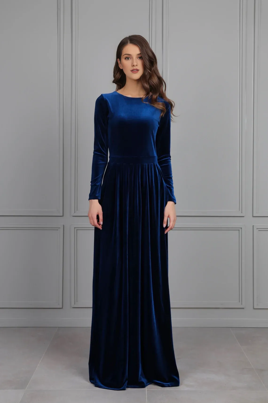 Winter Bridesmaid Velvet Dress With Pockets Wedding Guest Dress Maxi Dress Elegant Formal Dress