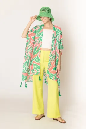 WLK410112 Ariana Abstract Leaves Pattern Kimono