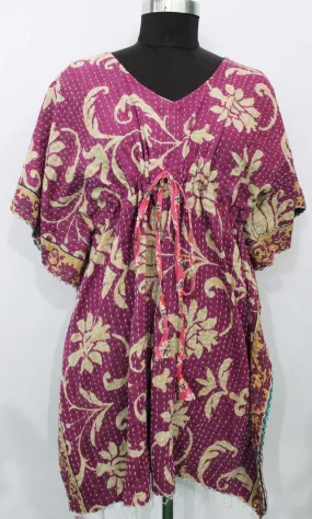 Women Vintage Fashion Kantha Top Tunic Boho Fashion Hippie Wear Caftan Kimono Top