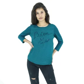 Women's Embellished Casual Top,Dark Green