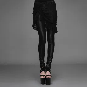 Women's Punk Leggings With  Ruched Lace Skirt